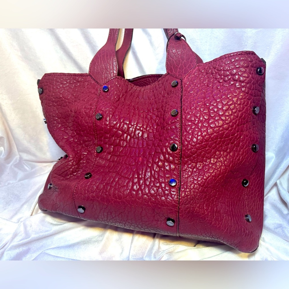 Jimmy Choo XL Tote Lockett -RARE-Cerise-Pebbled Leather AUTHENTIC JIMMY CHOO - Picture 6 of 16